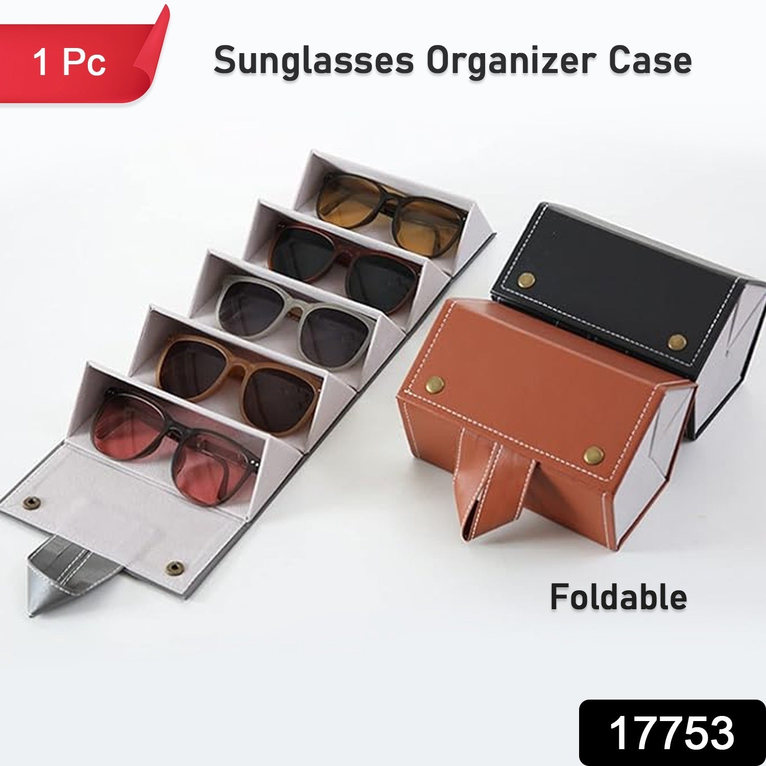 5 Slots Sunglasses Organizer Box, Glass Holder Box, spectacle case of sunglasses, Specs case, Foldable Travel Glasses Case Storage (1 Pc) 5 Slots Sunglasses Organizer Box, Glass Holder Box, spectacle case of sunglasses, Specs case, Foldable Travel Glasses Case Storage (1 Pc)